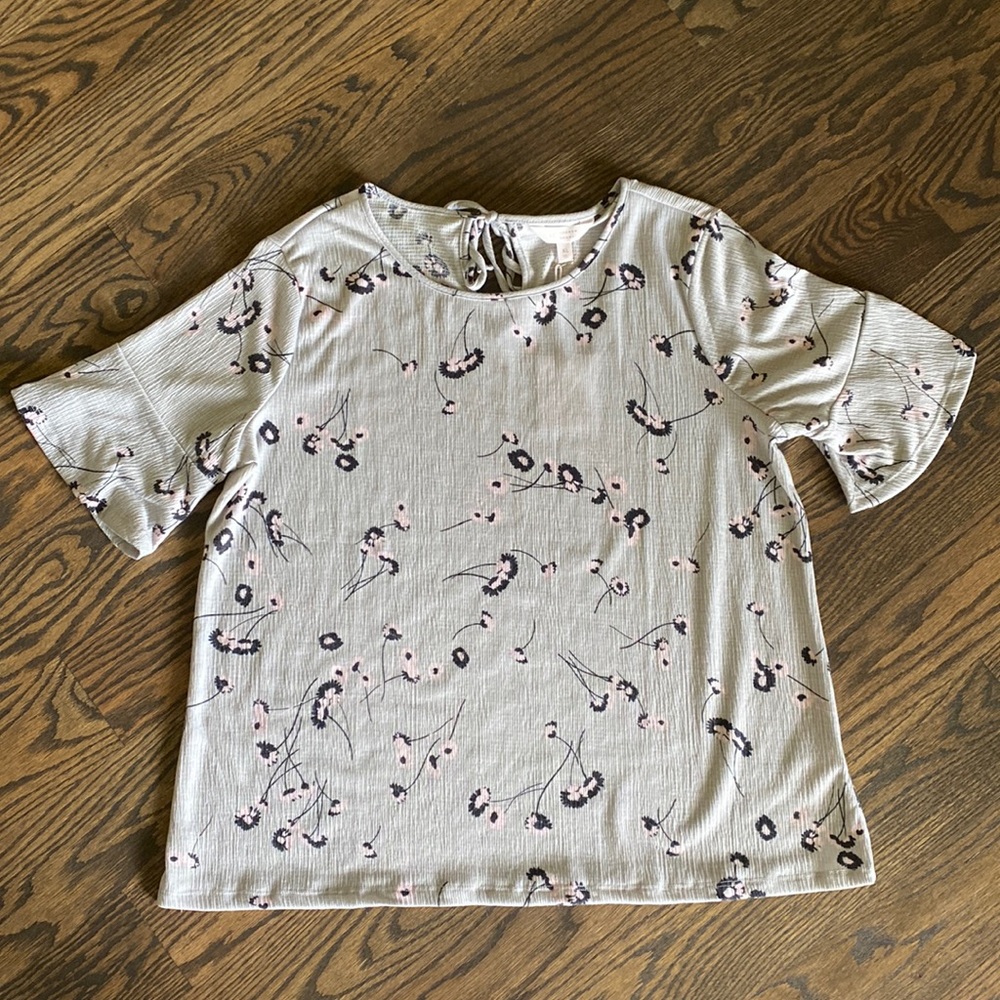 NWT Lauren Conrad Blue and Pink Floral Top